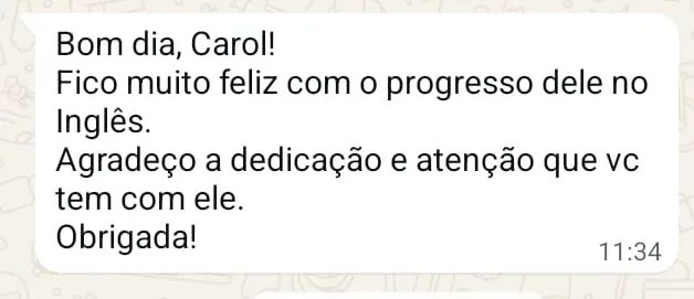 Print de conversa no WhatsApp com Patrícia, mãe do gabriel · inglês